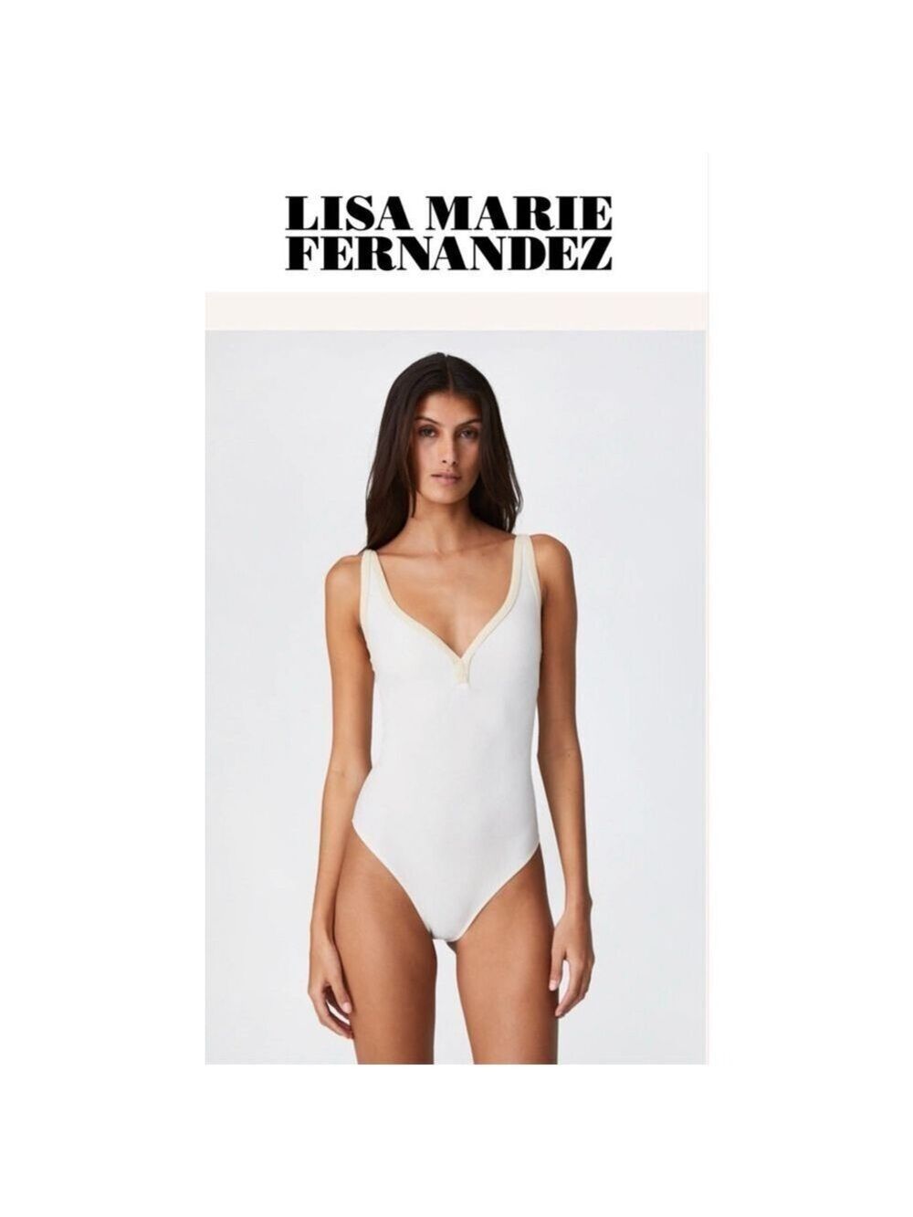 NWT Women's Lisa Marie Fernandez Maria Maillot One Piece Swimsuit Cream Size 3/M